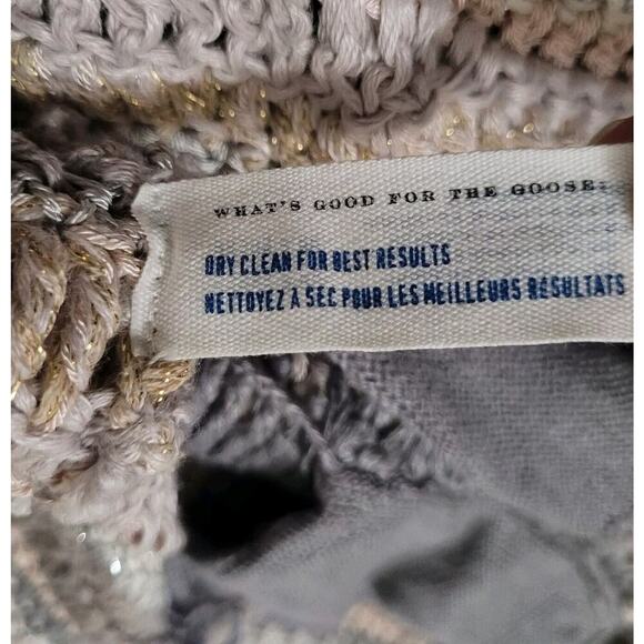 Leifsdottir Anthropologie Sweater Womens XS Hand Knit Neutrals Stripes Chains - Picture 8 of 8